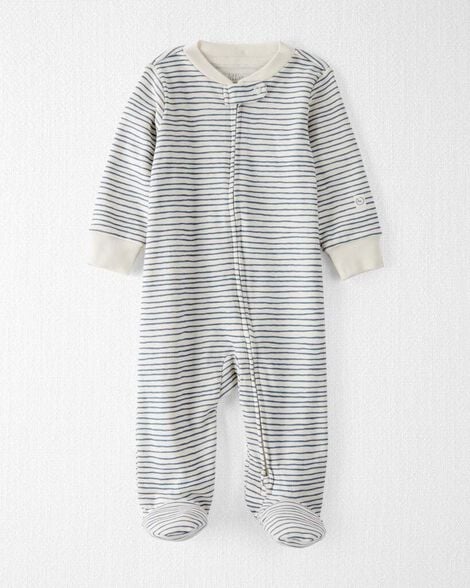 Baby Organic Cotton Sleep & Play Pajamas in Stripes