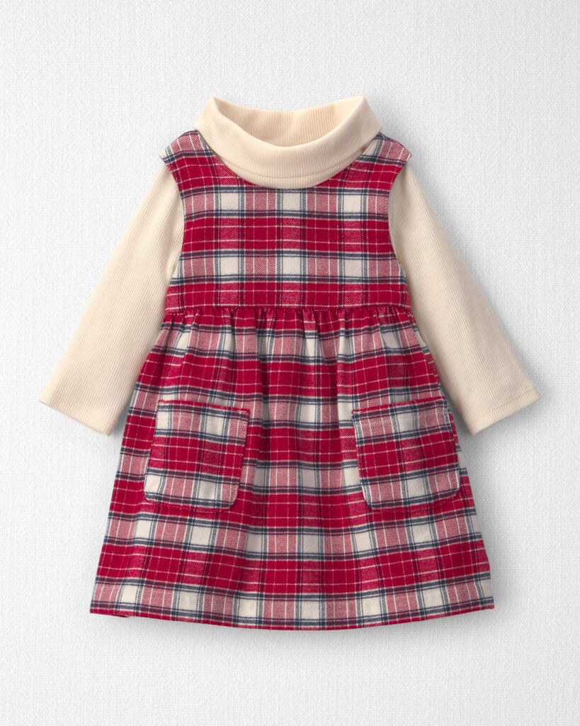 Little Planet Baby Girl 2-Piece Organic Cotton Flannel Jumper Set 12M Red Plaid