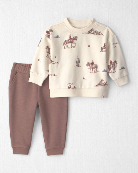 Baby 2-Piece Organic Cotton French Terry Pullover & Pant Set in Western Rodeo