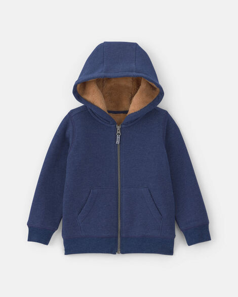 toddler boy fleece zip-up jacket - navy blue