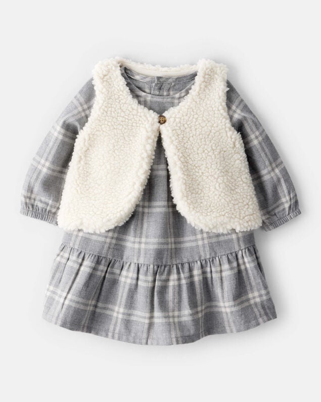 Baby Girl 3-Piece Thanksgiving Print Dress Set - White/Brown