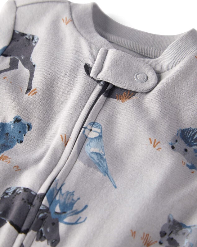 Product image 2 of Baby Organic Cotton Sleep & Play Pajamas in Midnight Forest Print
