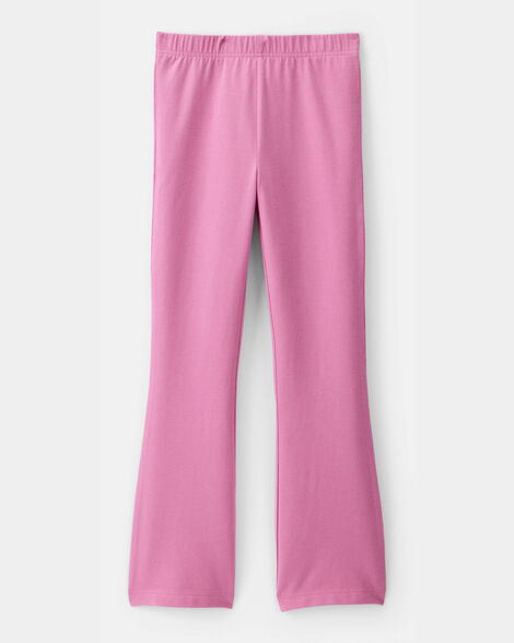Kid Solid Cotton Flare Stretch Leggings - Pink