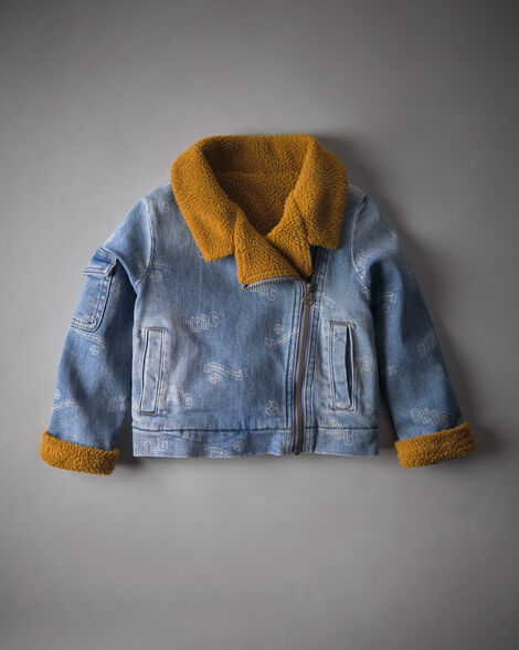 OshKosh x Sergio Hudson Teddy Fleece-Lined Aviator Jacket