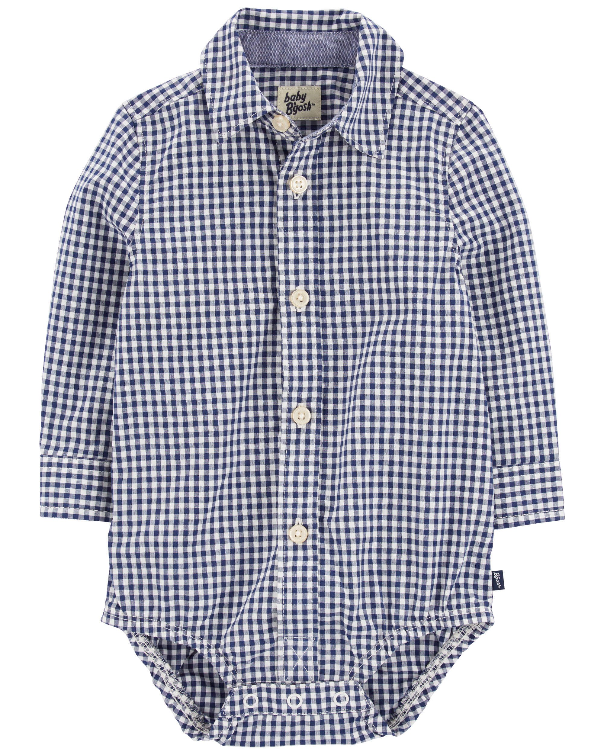 Baby Gingham Print Button-Front Bodysuit