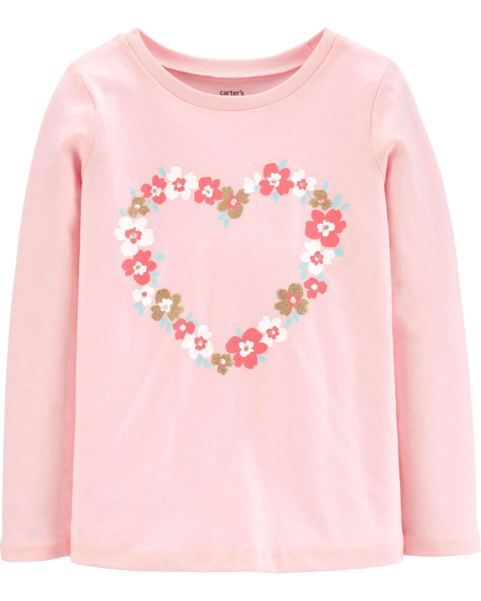 Carters Little Girls Long-Sleeve Heart Tee