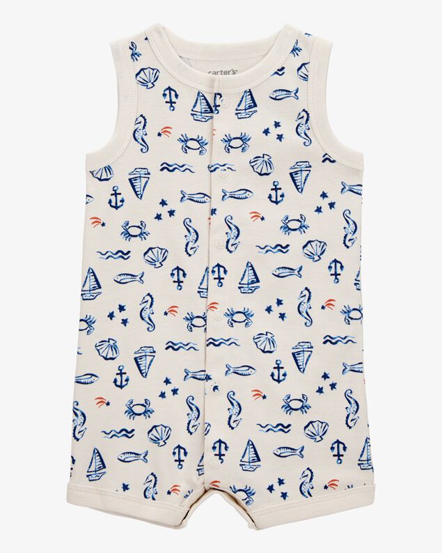 Product image 1 of Baby Sea Print Snap-Up Cotton Romper