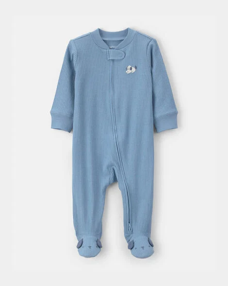 Image of Baby Puppy Cotton 2-Way Zip Sleep & Play Pajamas - Blue