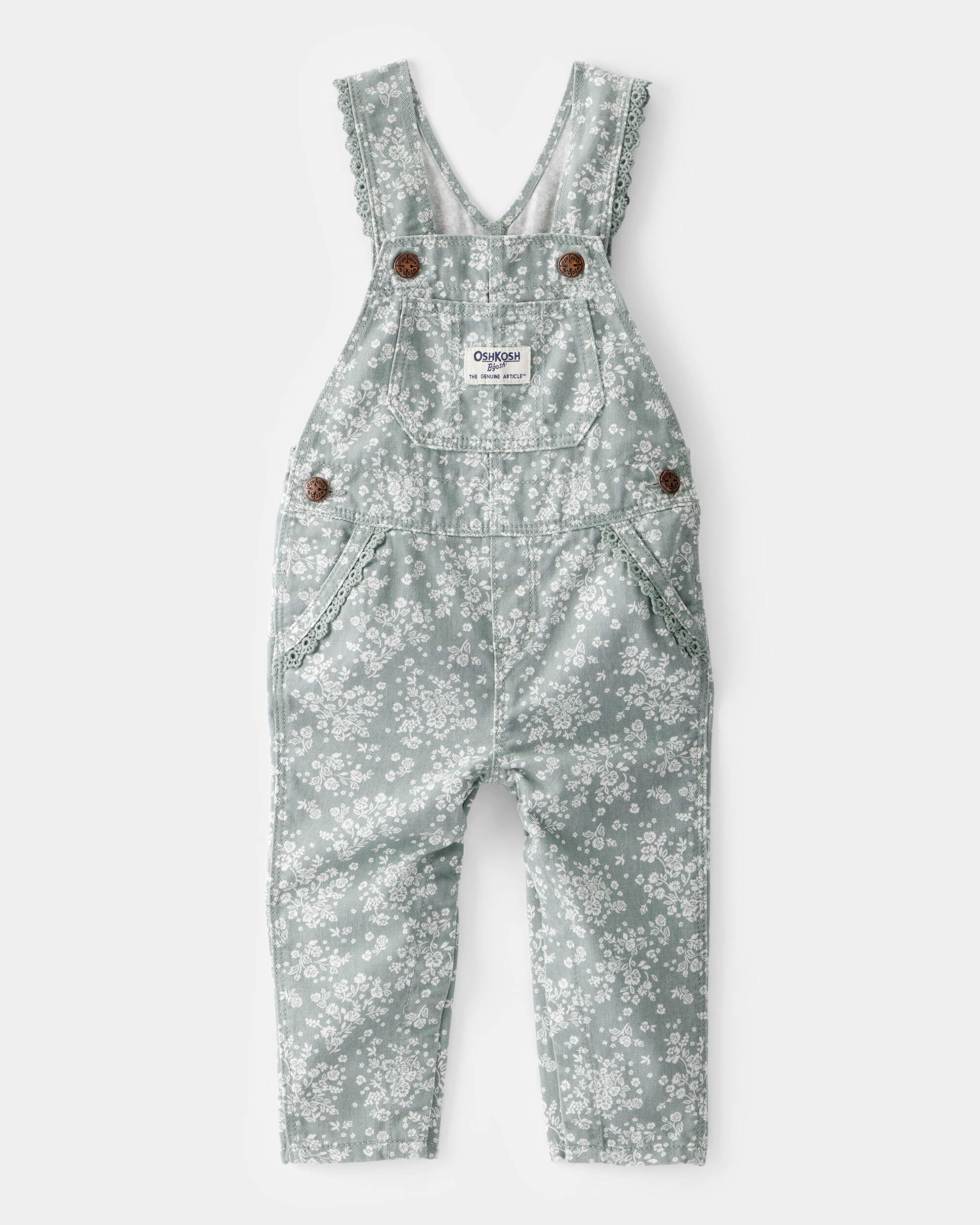 Baby Floral Print Overalls - Green