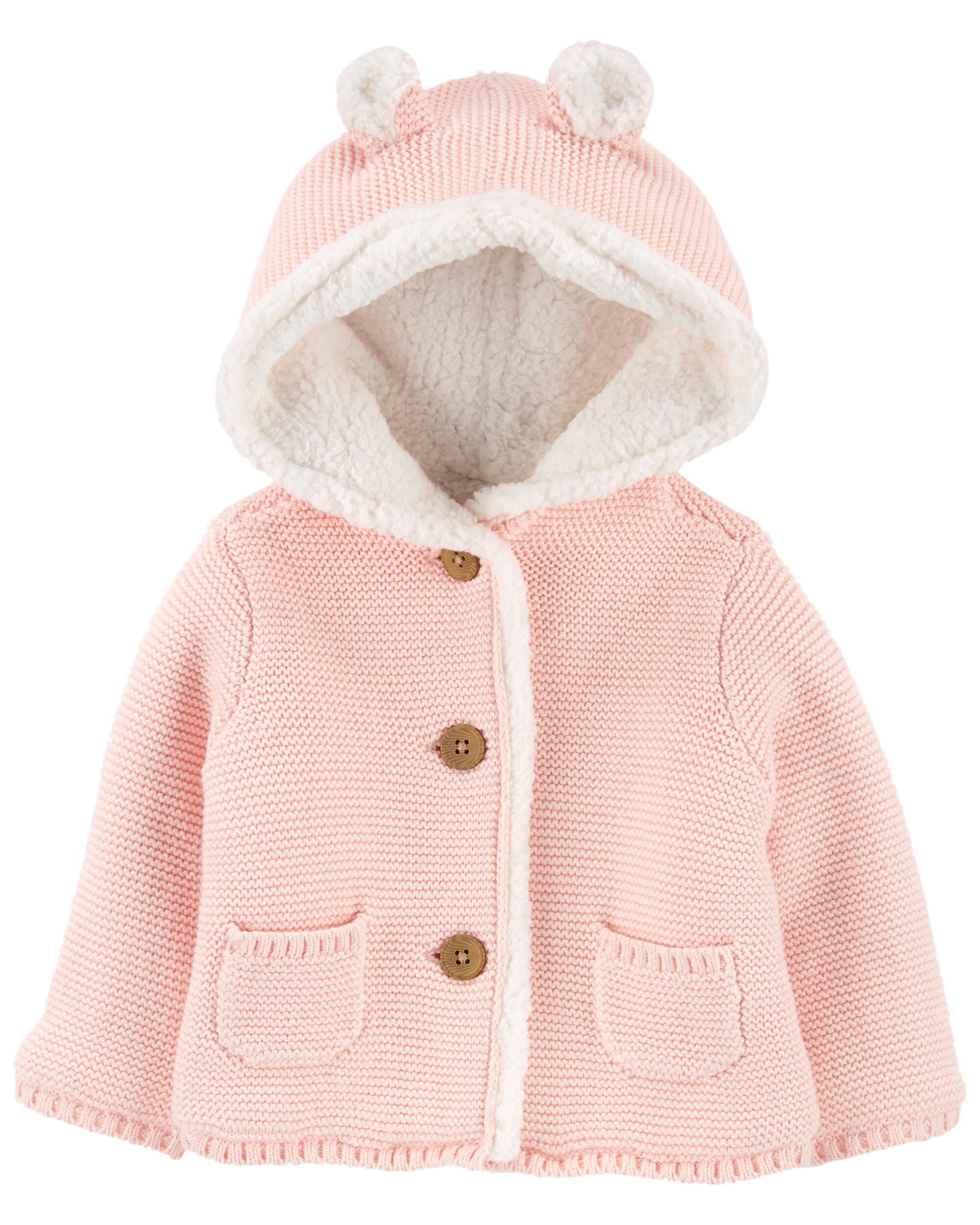 Pink Baby Sherpa-Lined Cardigan 