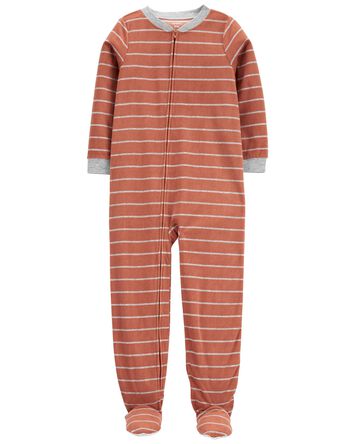 Kid 1-Piece Striped Fleece Footie PJs, 