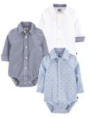 Multi - Baby 3-Pack Polka-Dot Button-Front Bodysuits, Selected