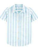 Blue/White - Kid Striped Button-Down Shirt, Selected