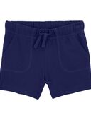 Navy - Toddler Pull-On Cotton Shorts, Selected