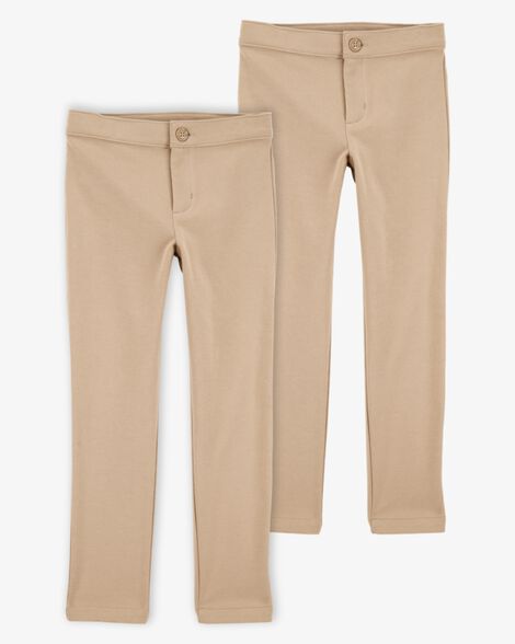  Product image 1 of Kid 2-Pack Ponte Knit Uniform Pants - Khaki