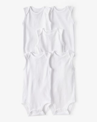 Product image 1 of Baby 5-Pack Sleeveless Bodysuits - White