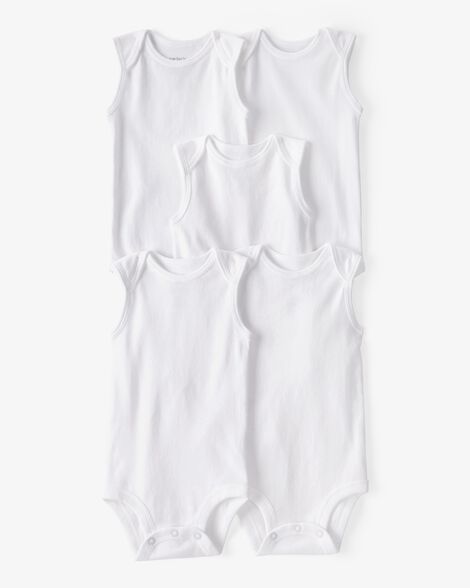  Product image 1 of Baby 5-Pack Sleeveless Bodysuits - White