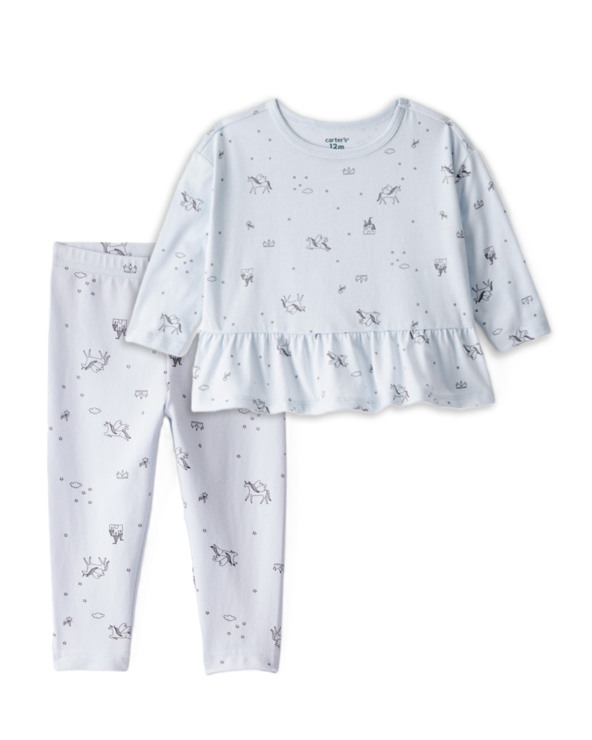 Baby Girl 2-Piece Unicorn Top & Printed Leggings Set - Blue