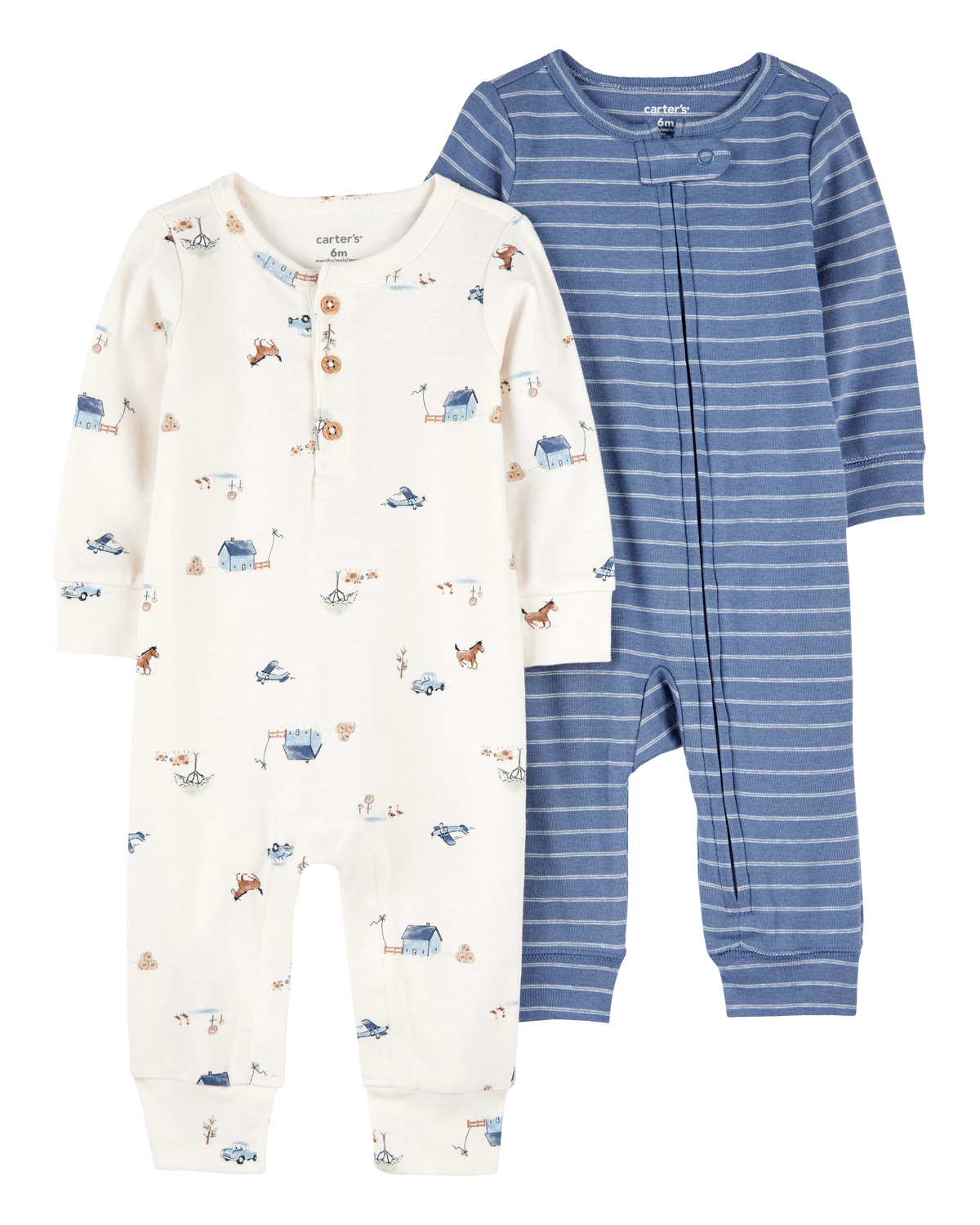 Carter's 2pc Baby Boy Blue Farm Jumpsuit Set main image 0