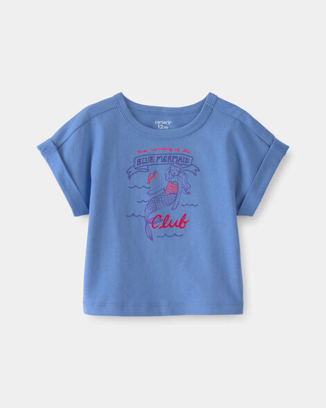 baby girl mermaid top - blue