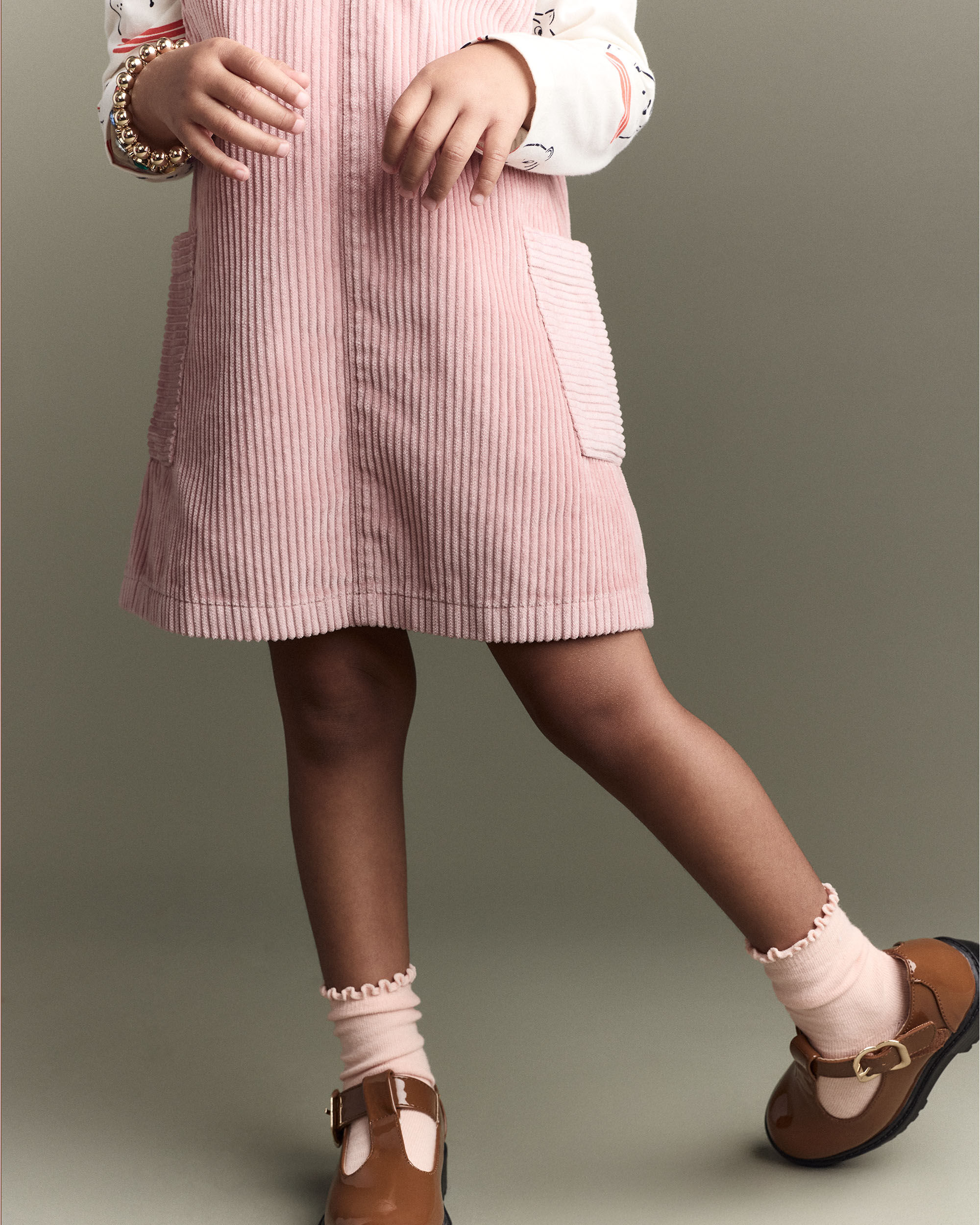 Toddler Girl Otter Pocket Corduroy Jumper - Light Pink