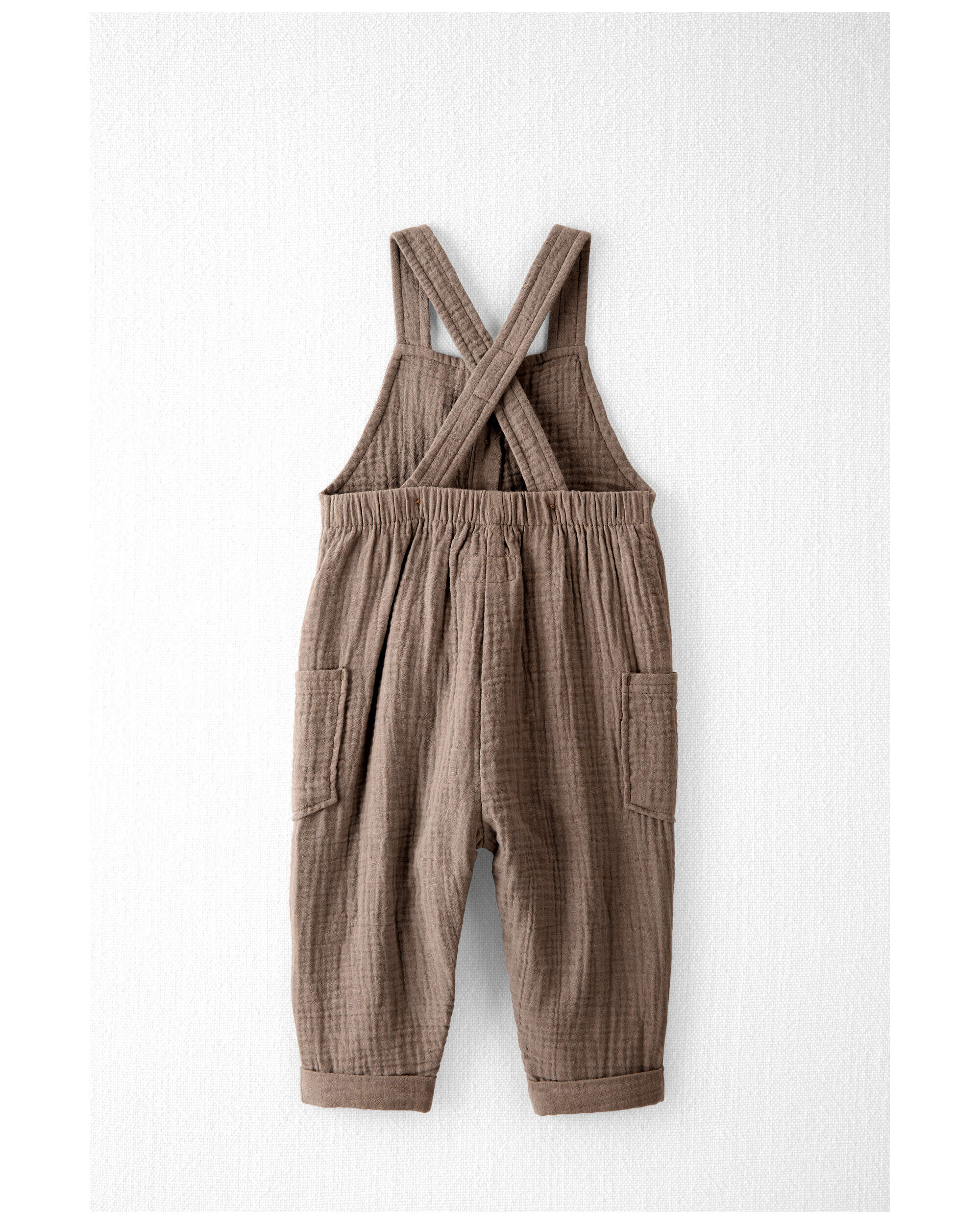 Baby Organic Cotton Gauze Overalls in Taupe - Little Planet