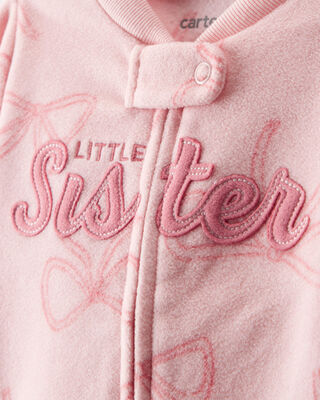 Product image 2 of Baby Girl Bow Print Loose Fit Long-Sleeve Sleep & Play - Pink