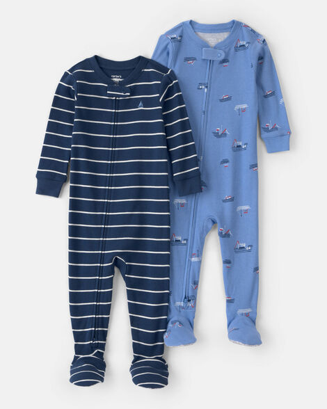 baby boy 2-pack boat snug fit 1-piece pajama set - blue