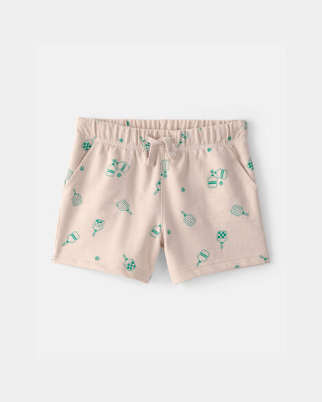 toddler boy pickleball french terry shorts - brown