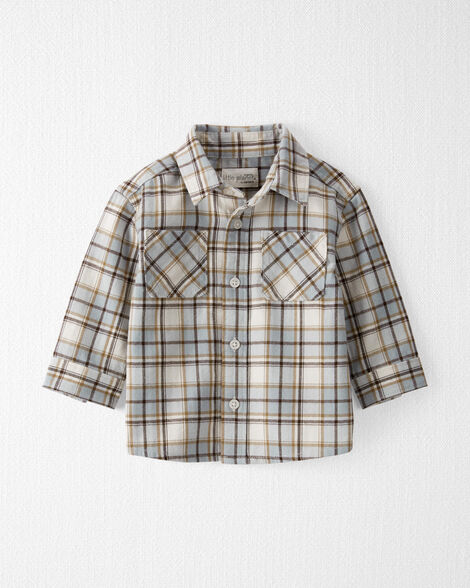 Product image 1 of Baby Organic Cotton Herringbone Button-Front Shirt in Plaid