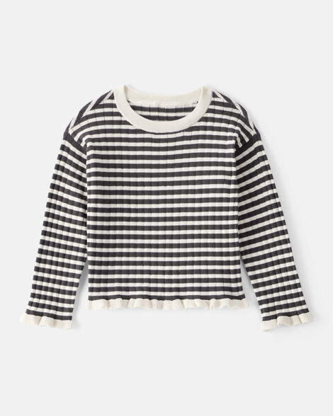 Product image 1 of Toddler Girl Striped Long-Sleeve Sweater - Ivory/Black