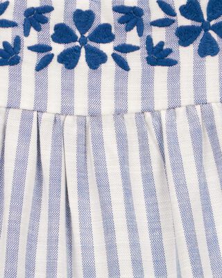 Product image 2 of Toddler Striped Linen Look-alike  Flutter Sleeve Romper