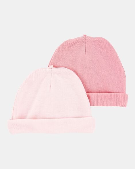 baby 2-pack caps - pink