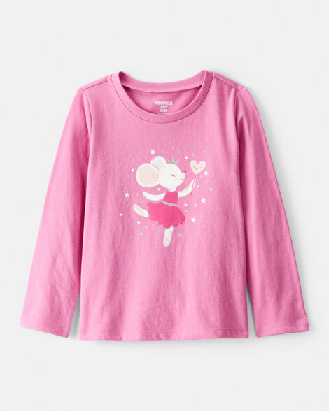 Product image 1 of Toddler Girl Ballerina Long-Sleeve Graphic Tee - Pink