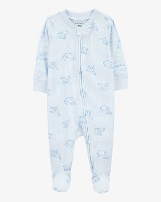 Product image 1 of Baby Elephant Print 2-Way Zip Sleep & Play Pajamas - Blue