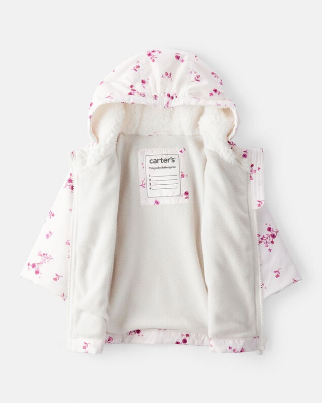 Product image 2 of Baby Girl Floral Long-Sleeve Midweight Anorak Jacket - White