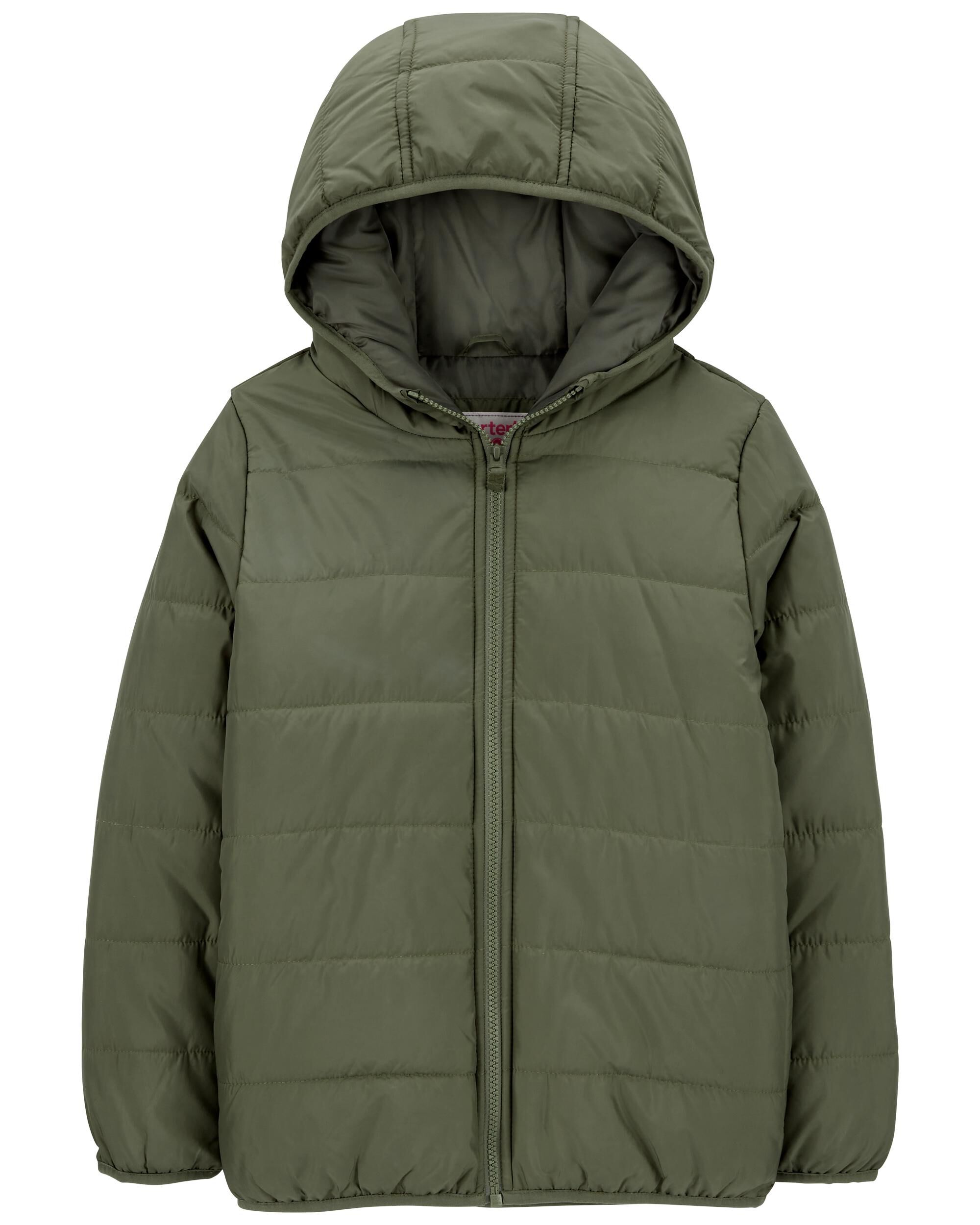 Amazon Essentials Boys' Heavy-Weight Hooded Puffer Jacket – Water-Resistant, Camo, Oversized Fit