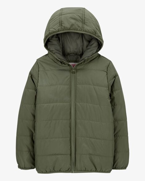 Amazon Essentials Boys' Heavy-Weight Hooded Puffer Jacket – Water-Resistant, Camo, Oversized Fit