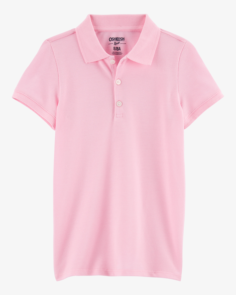 Girls Pique Cotton Uniform Polo - Pink