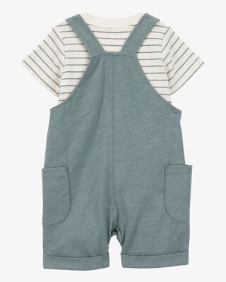 Product image 2 of Baby 3-Piece Striped Shortall Set - Blue
