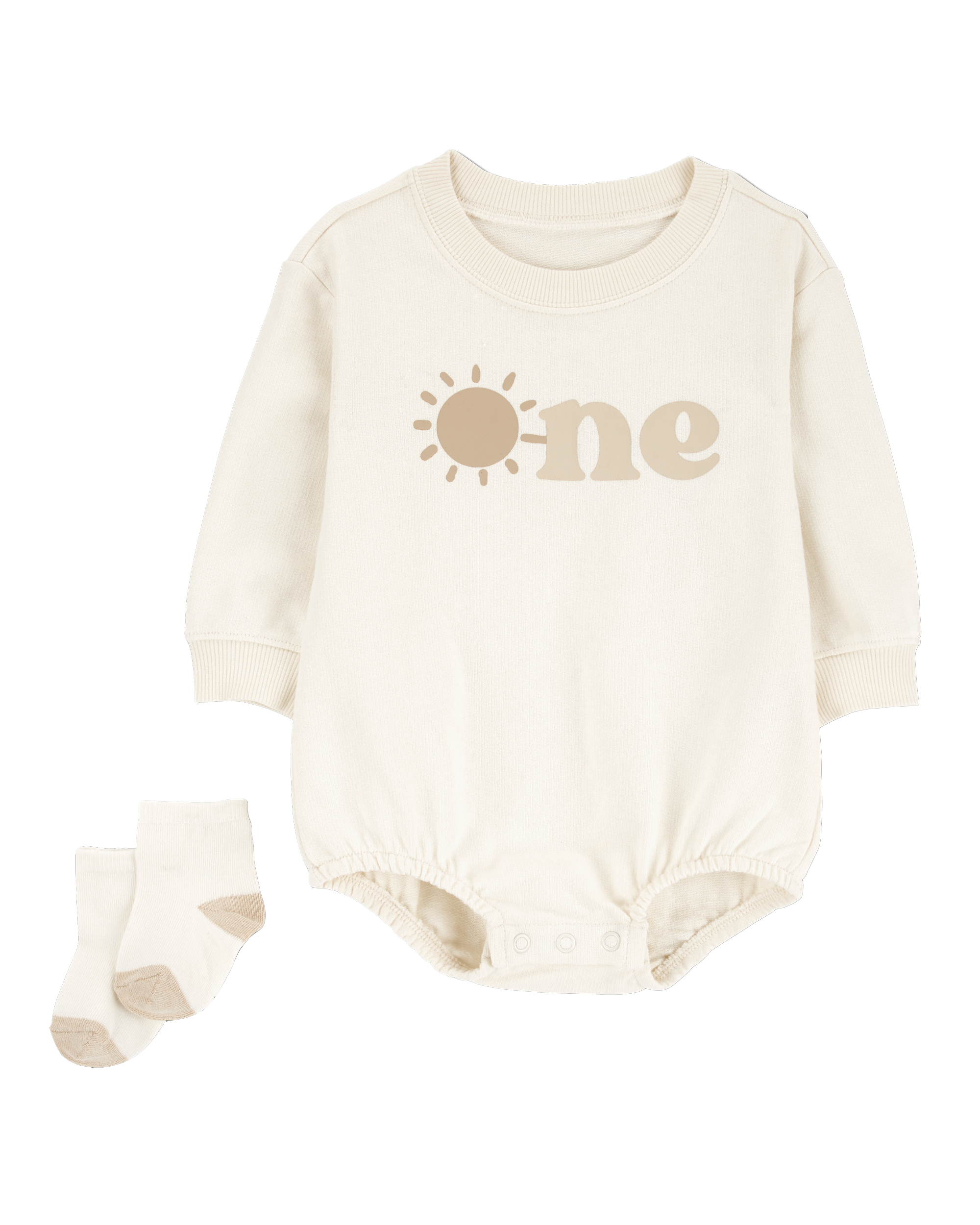 Baby 2-Piece Birthday Bubble & Socks Set - Ivory