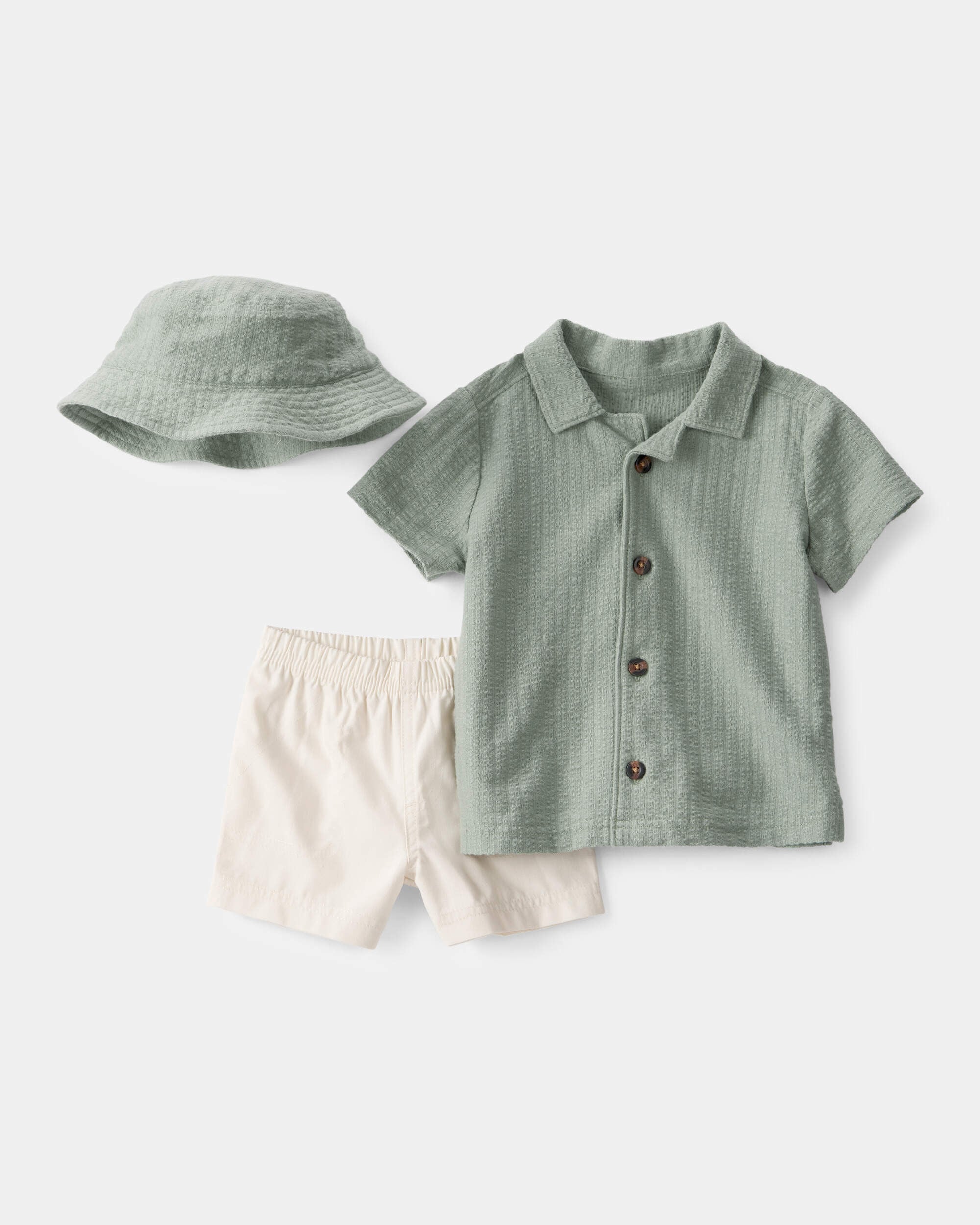 Carters baby boy 3-piece short-sleeve top short set 12M GreenCream 24$