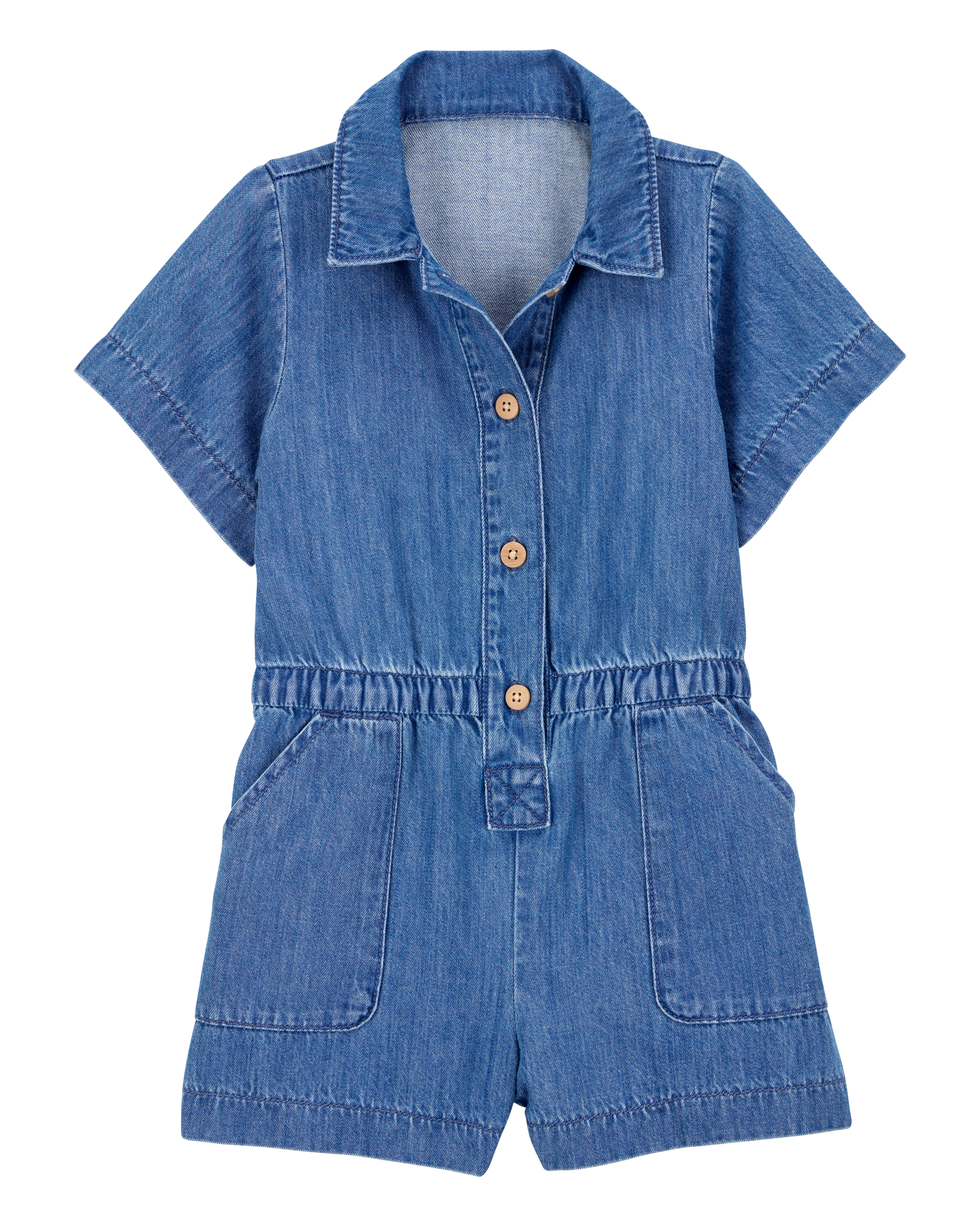 Toddler Iconic Denim Button-Down Romper - Blue