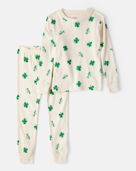 toddler st. patrick's day 100% cotton snug fit 2-piece pajamas - ivory