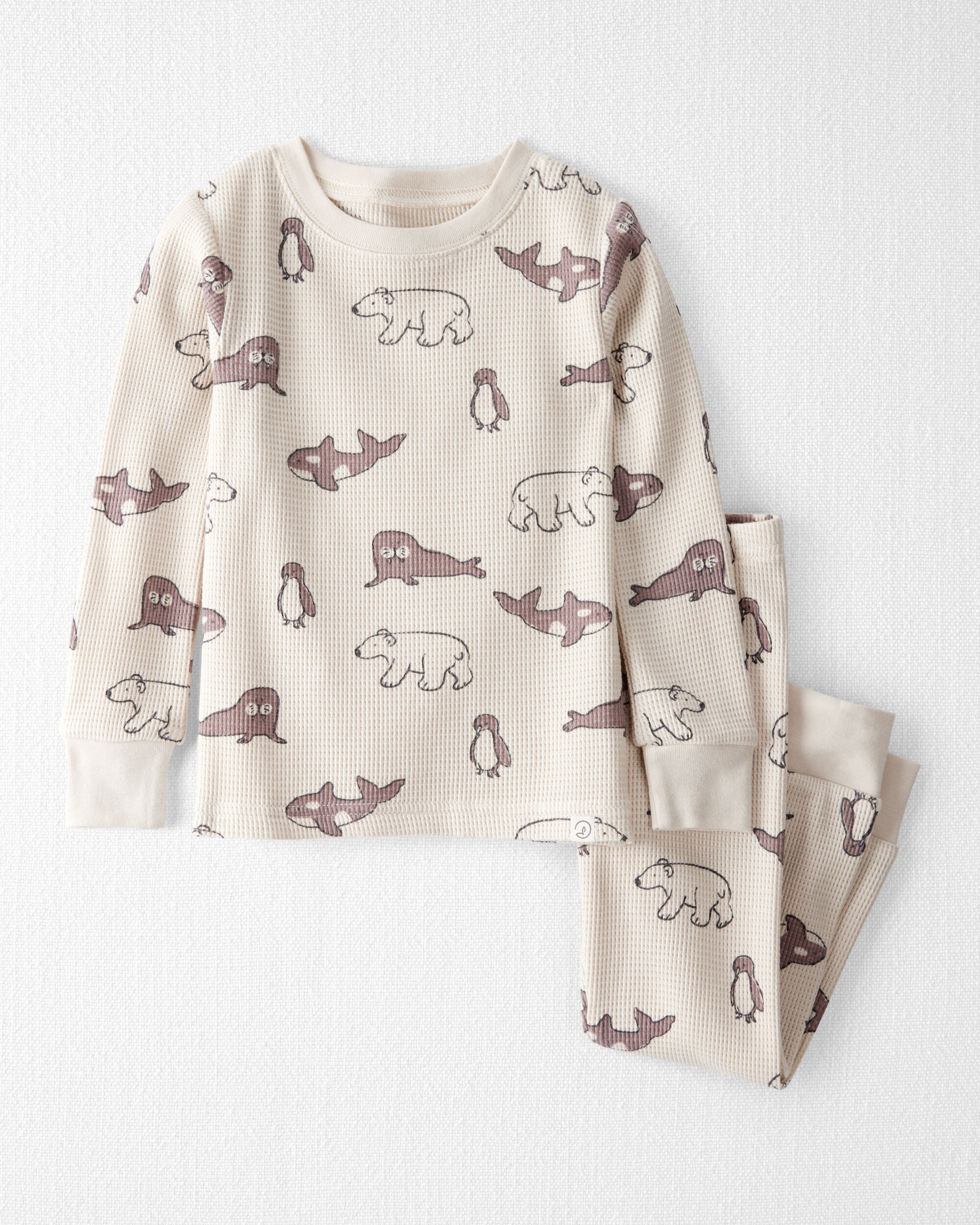 Toddler Waffle Knit Pajamas Made with Organic Cotton in Artic Friends Print