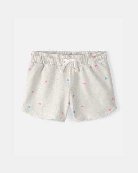 girls heart french terry shorts - grey