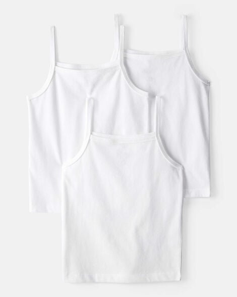 girls 3-pack cami tank undershirts - white