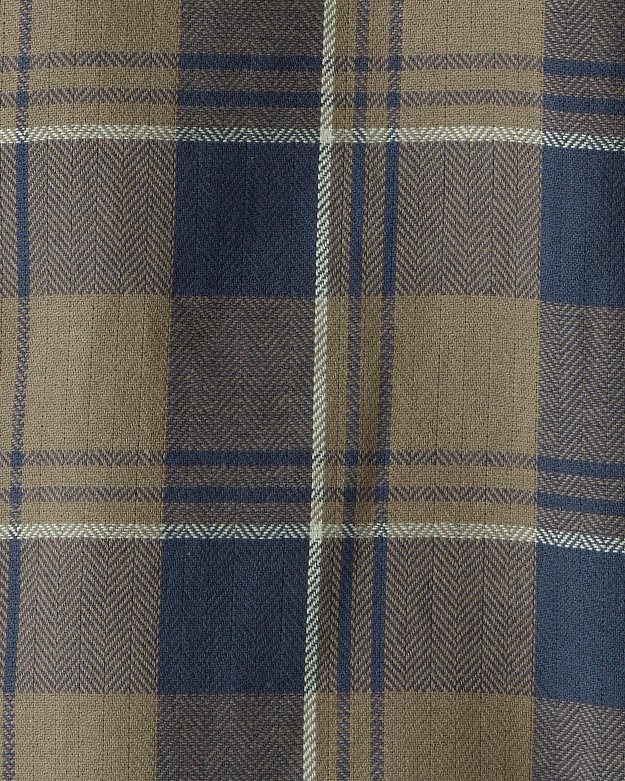 Boys Plaid Button-Down Shirt - Green/Navy
