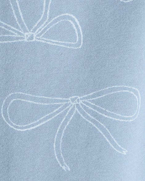 Kid Cotton Bow Stretch Leggings - Blue