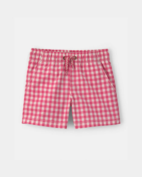 toddler boy gingham poplin shorts - red